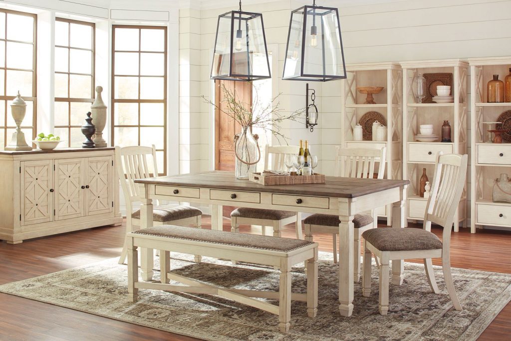 Bolanburg Dining Table And 4 Chairs And Bench Set