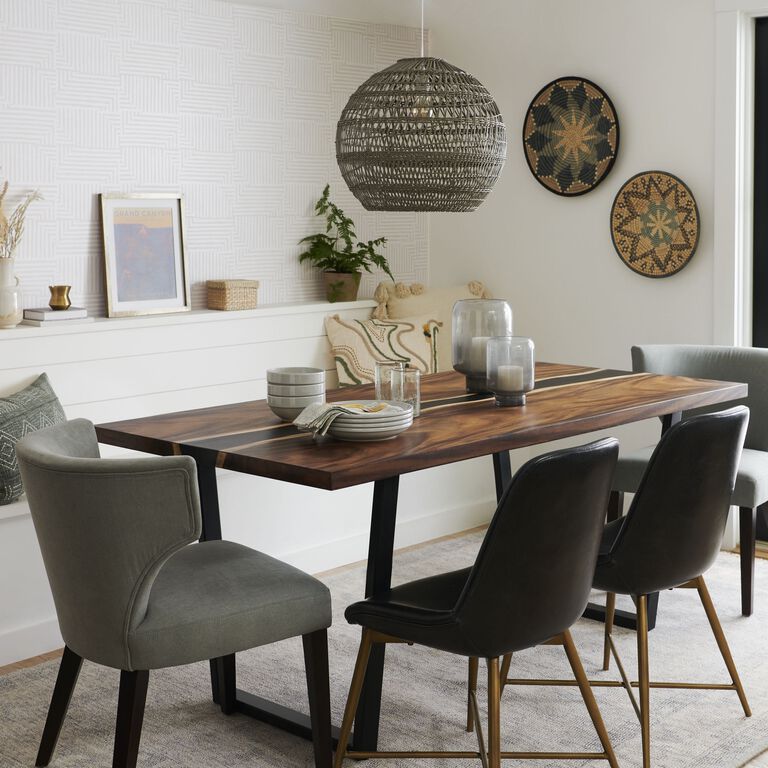 Cailen Mocha Live Edge Wood And Resin Dining Table