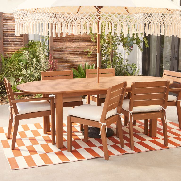 Mariposa Oval Eucalyptus Wood Outdoor Extension Dining Table