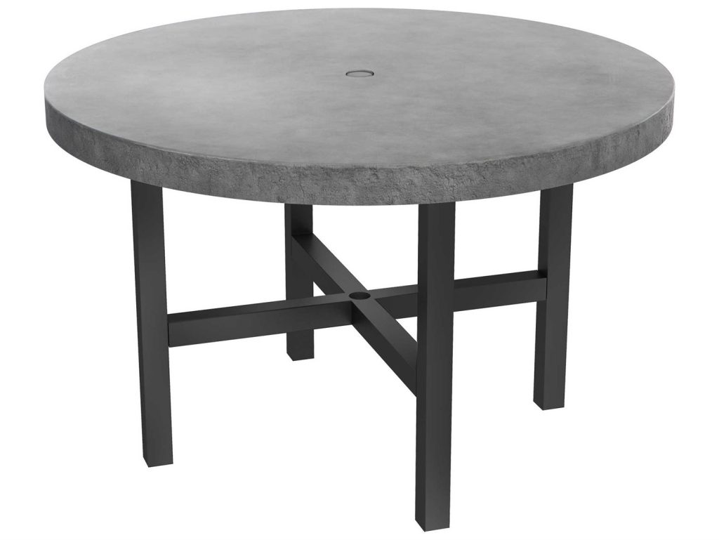 Round Concrete Outdoor Dining Table With Umbrella Hole