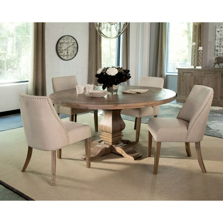 Enhance Your Dining Experience with the Florence Round Pedestal Dining Table Rustic Smoke